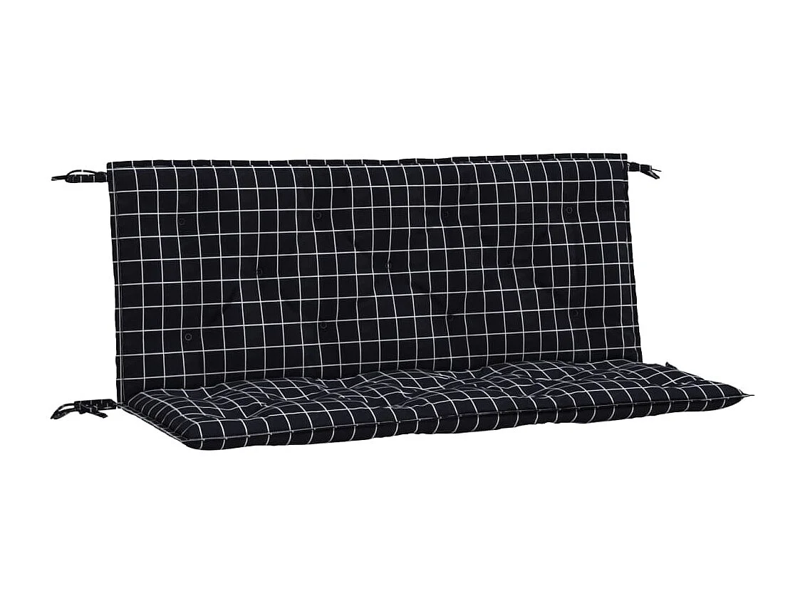 Coussins de banc de jardin Lot de 2 carreaux noir 120x50x7 cm OFR52345