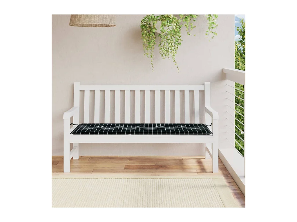 Coussin de banc de jardin carreaux noir 150x50x3cm tissu oxford OFR56838