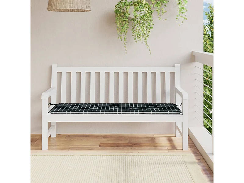 Coussin de banc de jardin carreaux noir 150x50x3cm tissu oxford OFR56838