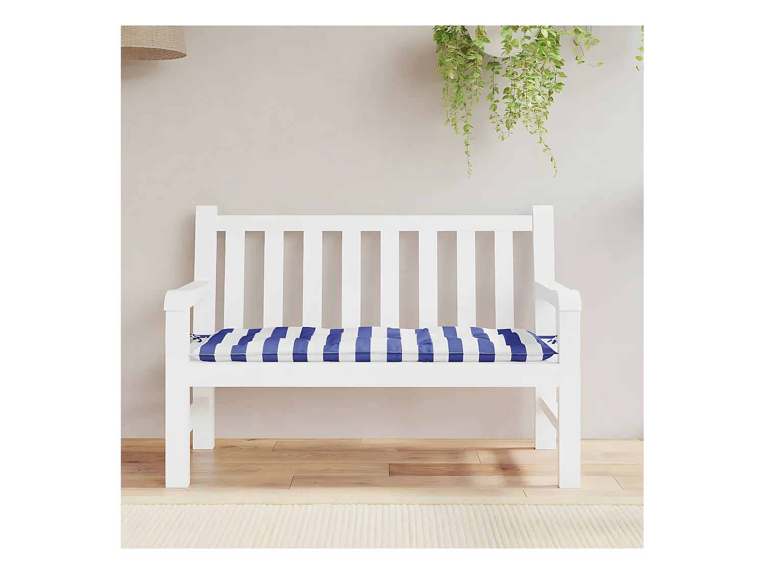Coussin de banc de jardin rayures bleues et blanches 120x50x7cm OFR28333