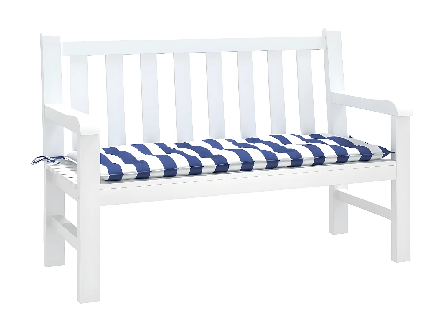 Coussin de banc de jardin rayures bleues et blanches 120x50x7cm OFR28333