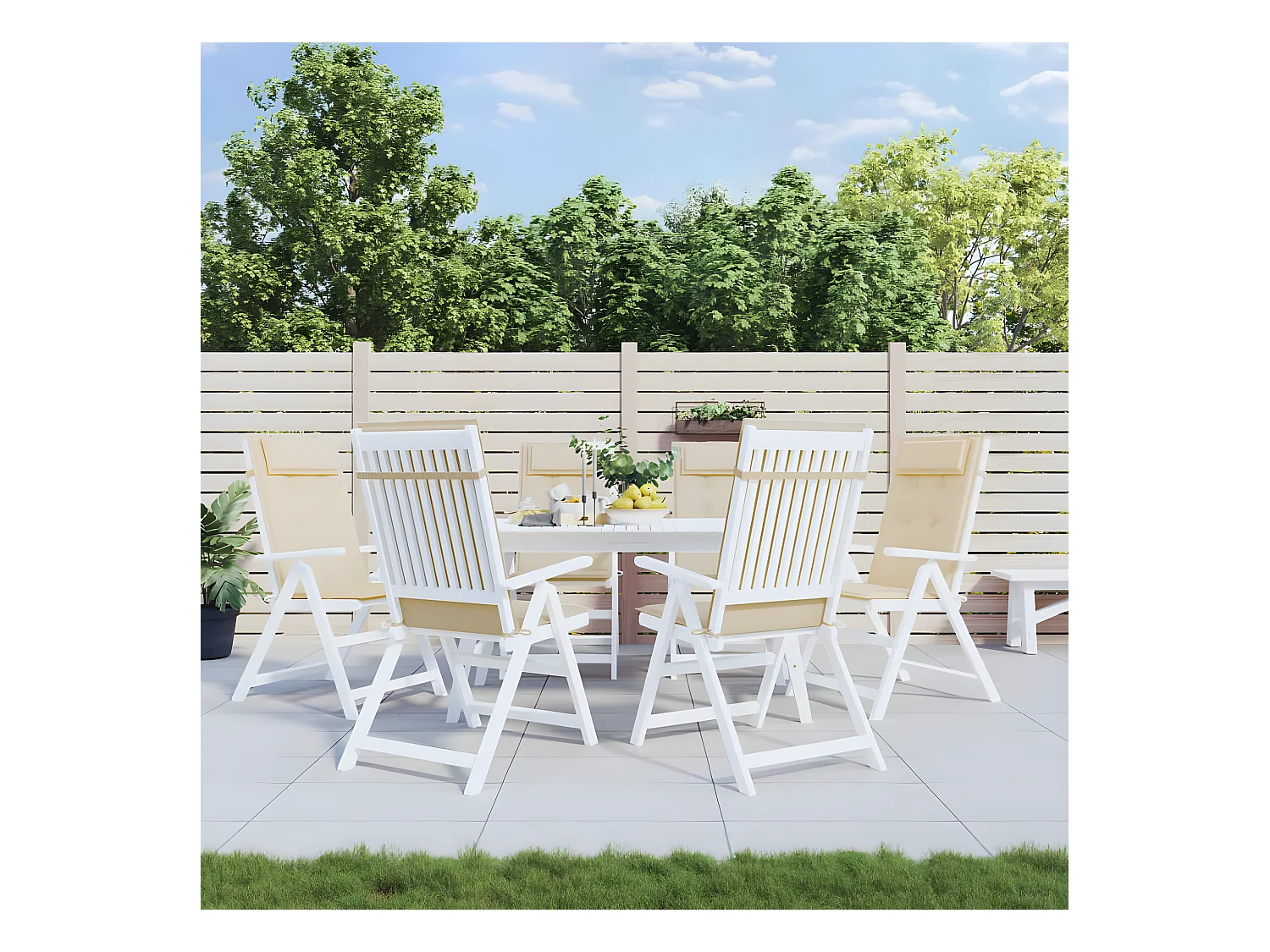 Coussins de chaise à dossier haut Lot de 6 beige tissu oxford OFR33035