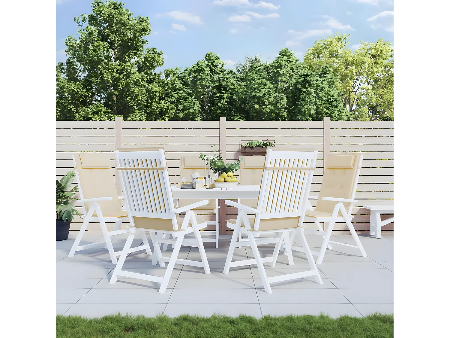 Cojines de silla con respaldo alto 6 uds tela Oxford beige ES726559