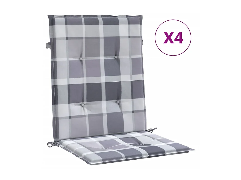 Tuinstoelkussens 4 st 100x50x3 cm oxford stof ruitpatroon grijs NL769930
