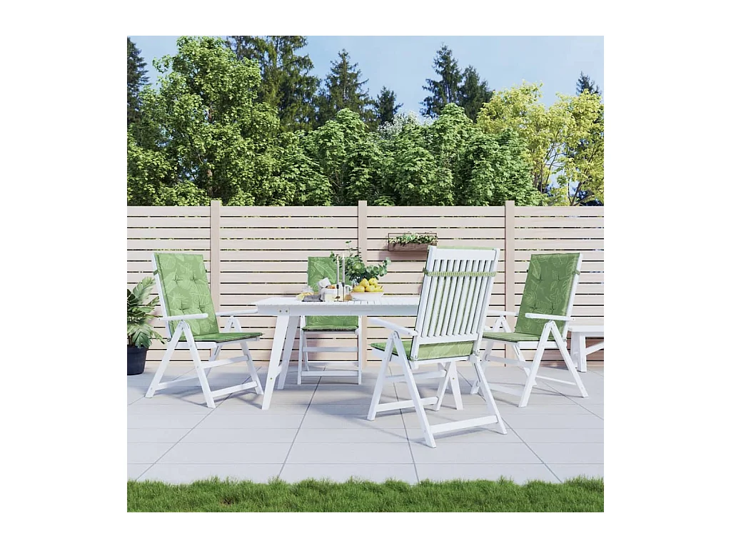 Coussins de chaise à dossier haut 4 pcs modèle de feuille tissu OFR55428