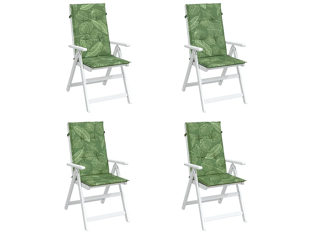Coussins de chaise à dossier haut 4 pcs modèle de feuille tissu OFR55428