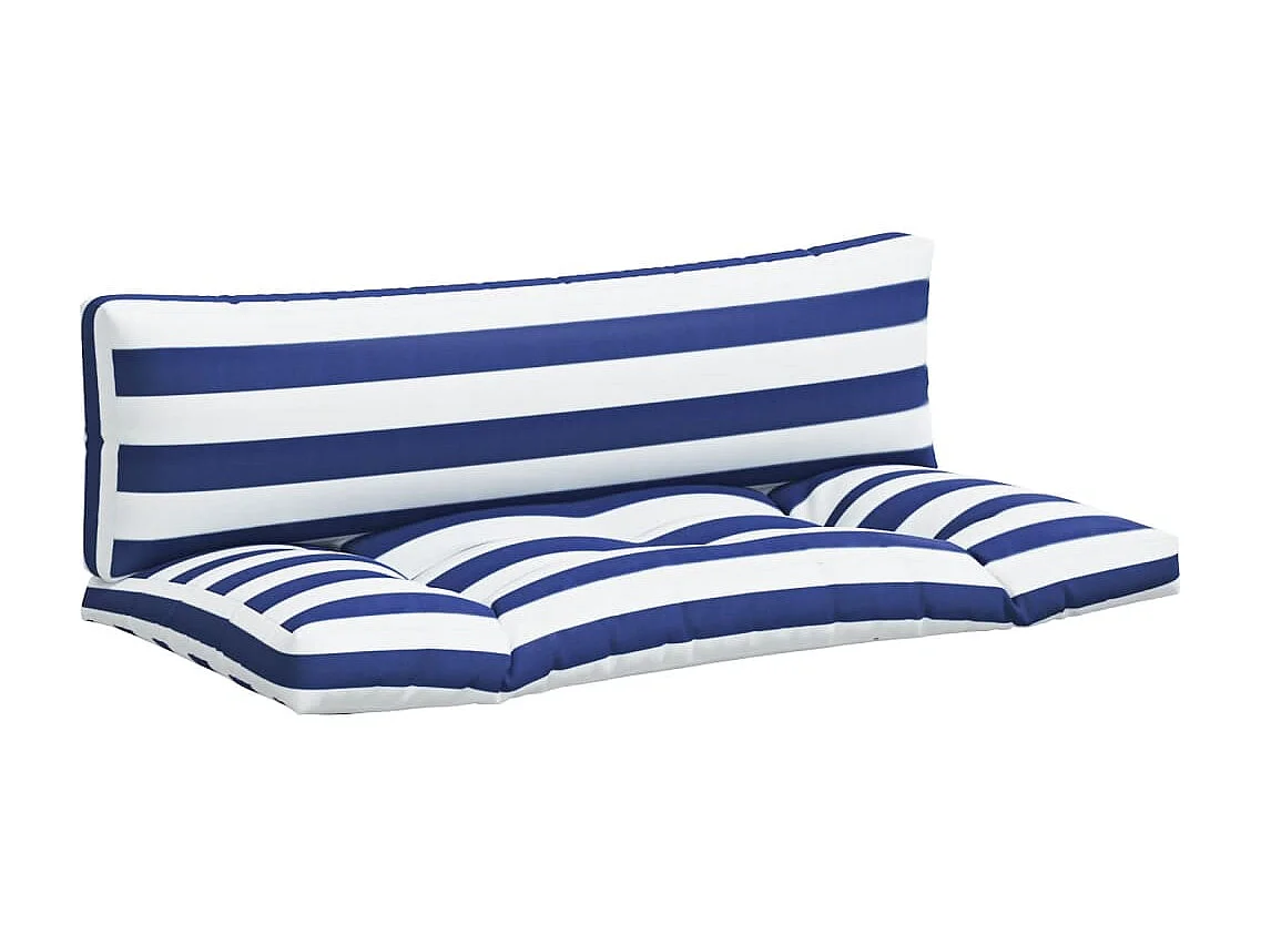 Coussins de palette 2 pcs rayures bleues/blanches tissu oxford OFR83552