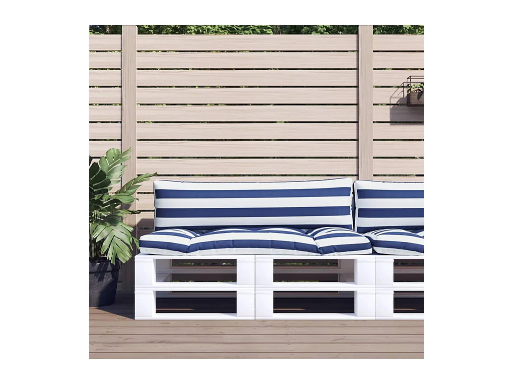 Coussins de palette 2 pcs rayures bleues/blanches tissu oxford OFR83552