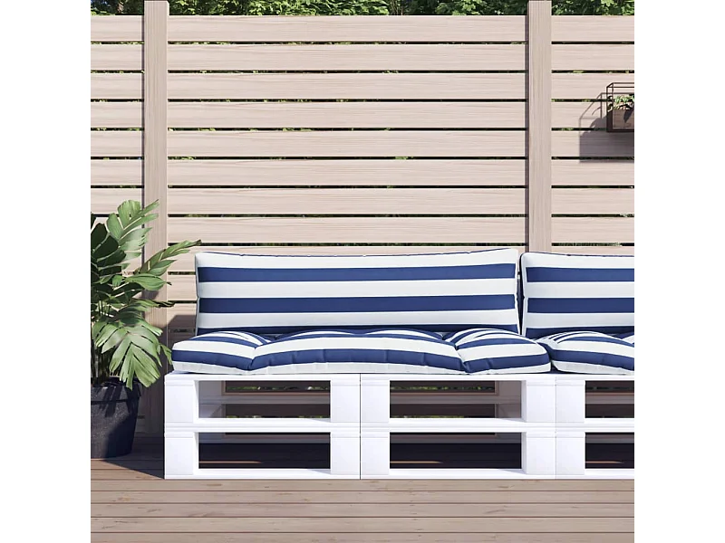 Coussins de palette 2 pcs rayures bleues/blanches tissu oxford OFR83552