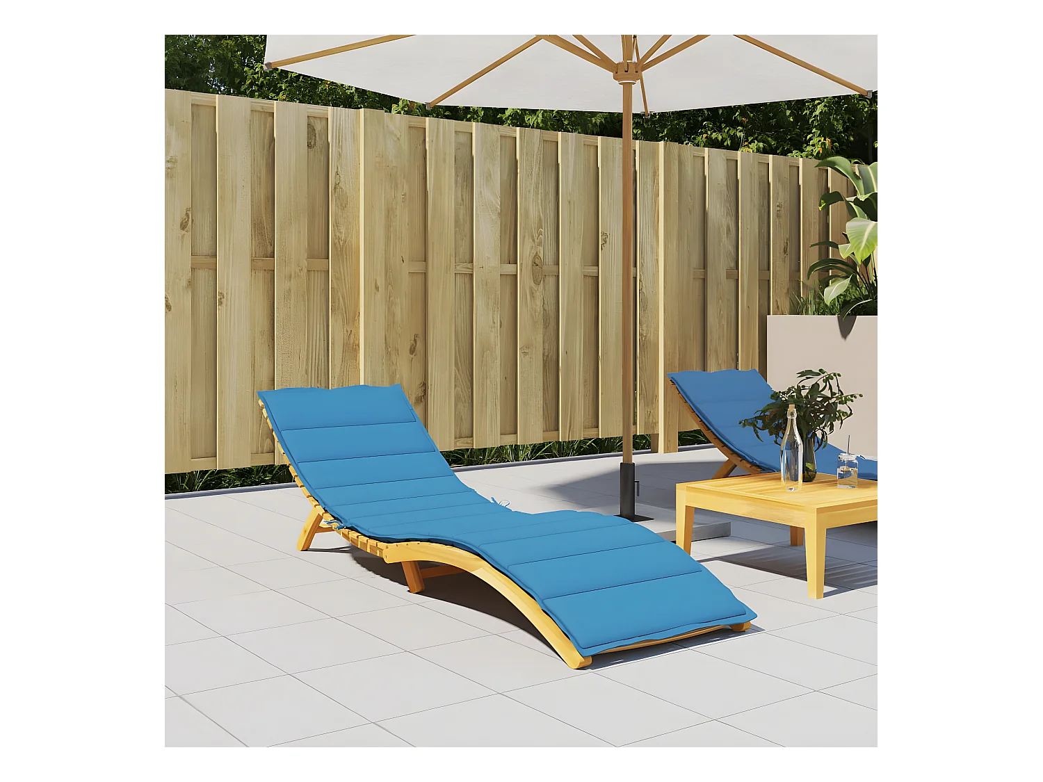 Coussin de chaise longue bleu 200x50x3 cm tissu oxford OFR87682