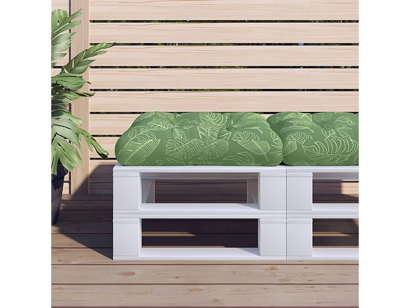 Palletkussen bladpatroon 58x58x10 cm oxford stof NL951793