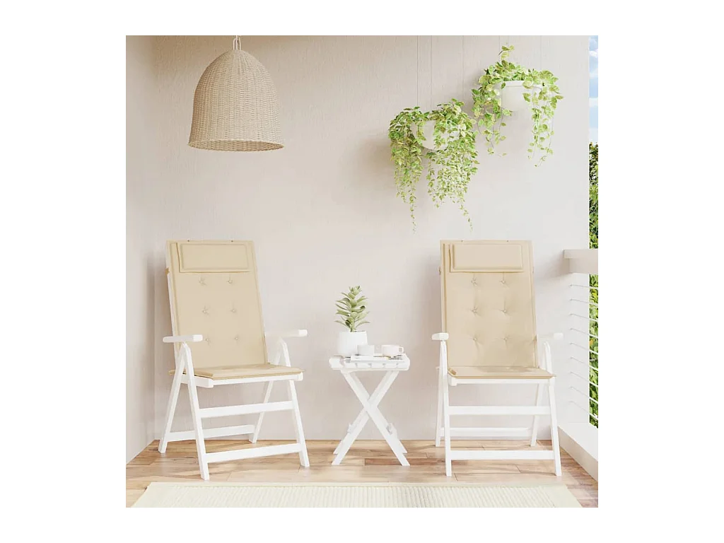 Coussins de chaise à dossier haut Lot de 2 beige tissu oxford OFR76155