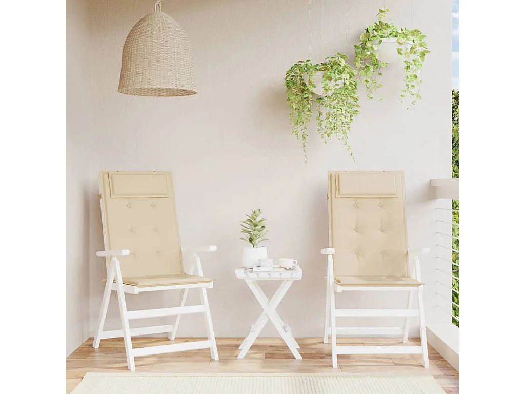 Coussins de chaise à dossier haut Lot de 2 beige tissu oxford OFR76155