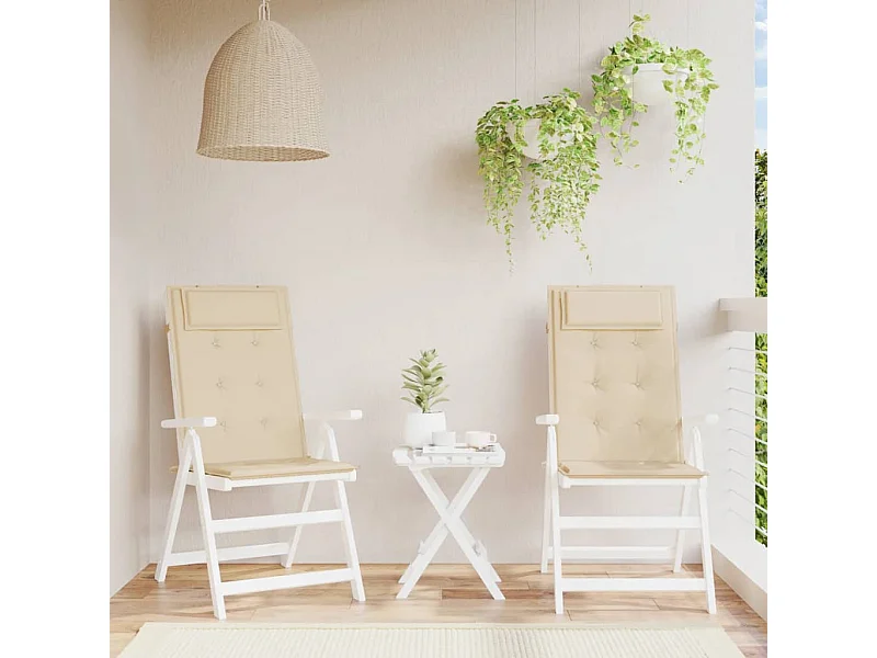 Coussins de chaise à dossier haut Lot de 2 beige tissu oxford OFR76155