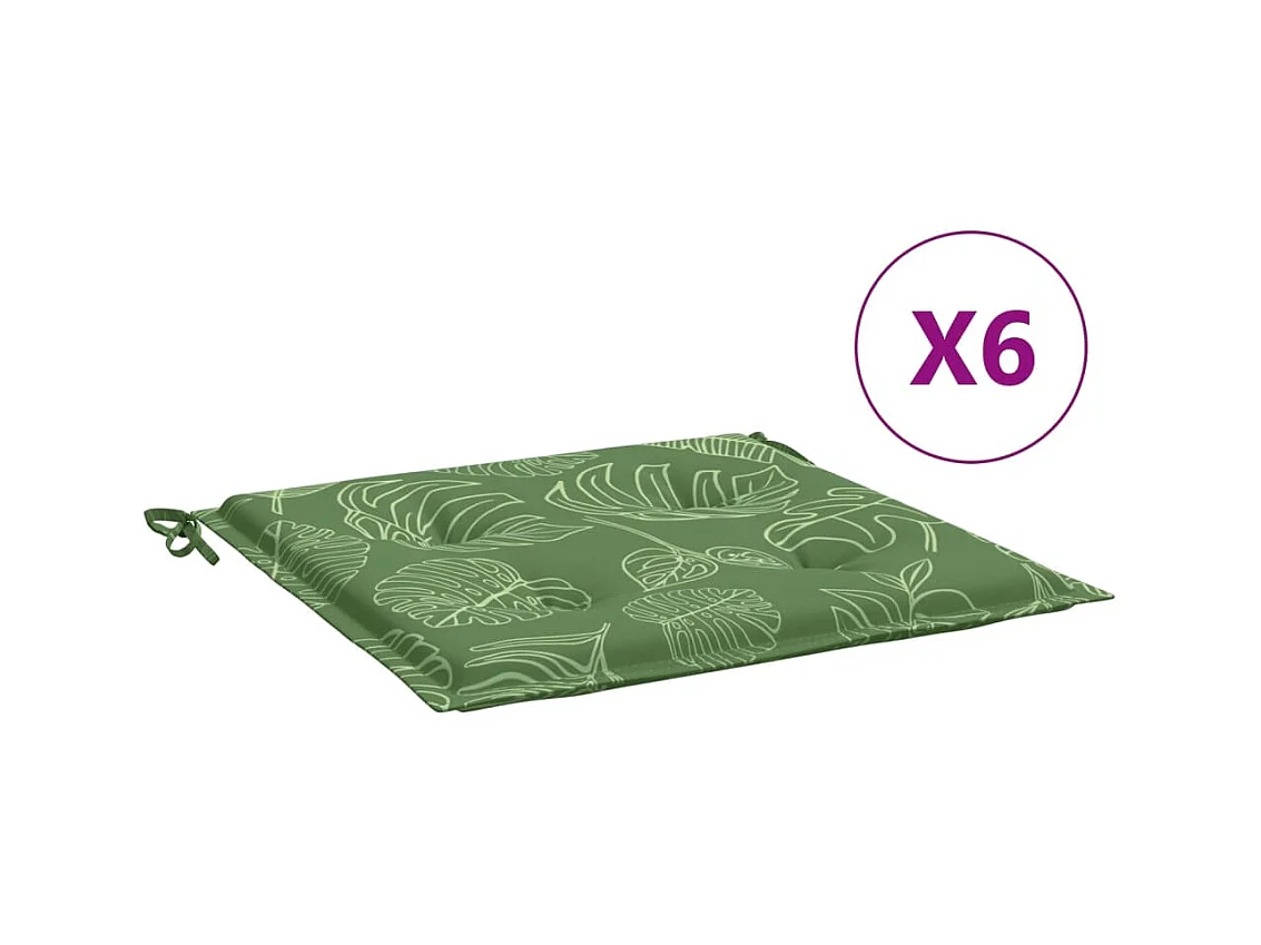 Stoelkussens 6 st bladpatroon 50x50x3 cm stof NL188434