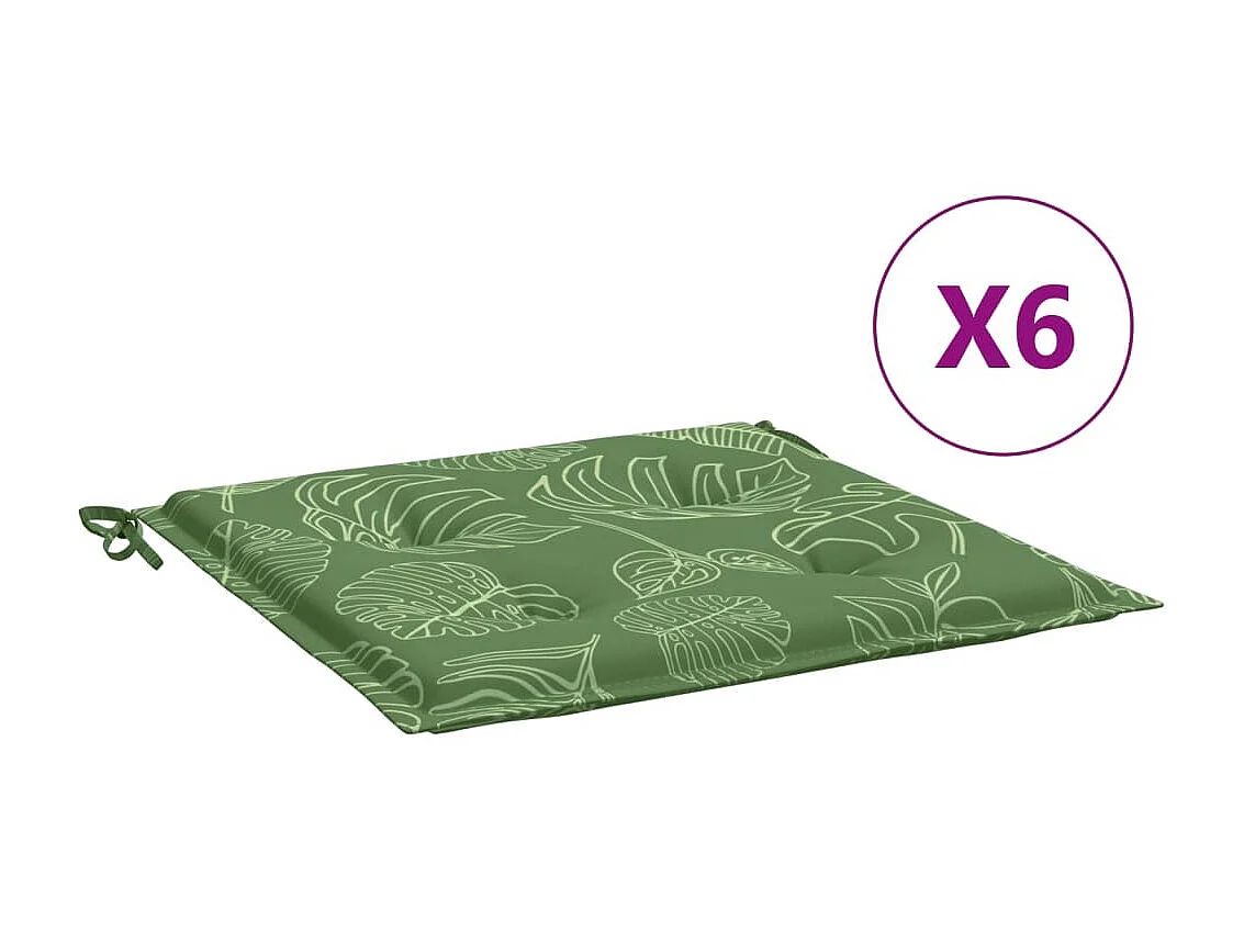 Coussins de chaise Lot de 6 motif de feuilles 50x50x3 cm tissu OFR22606