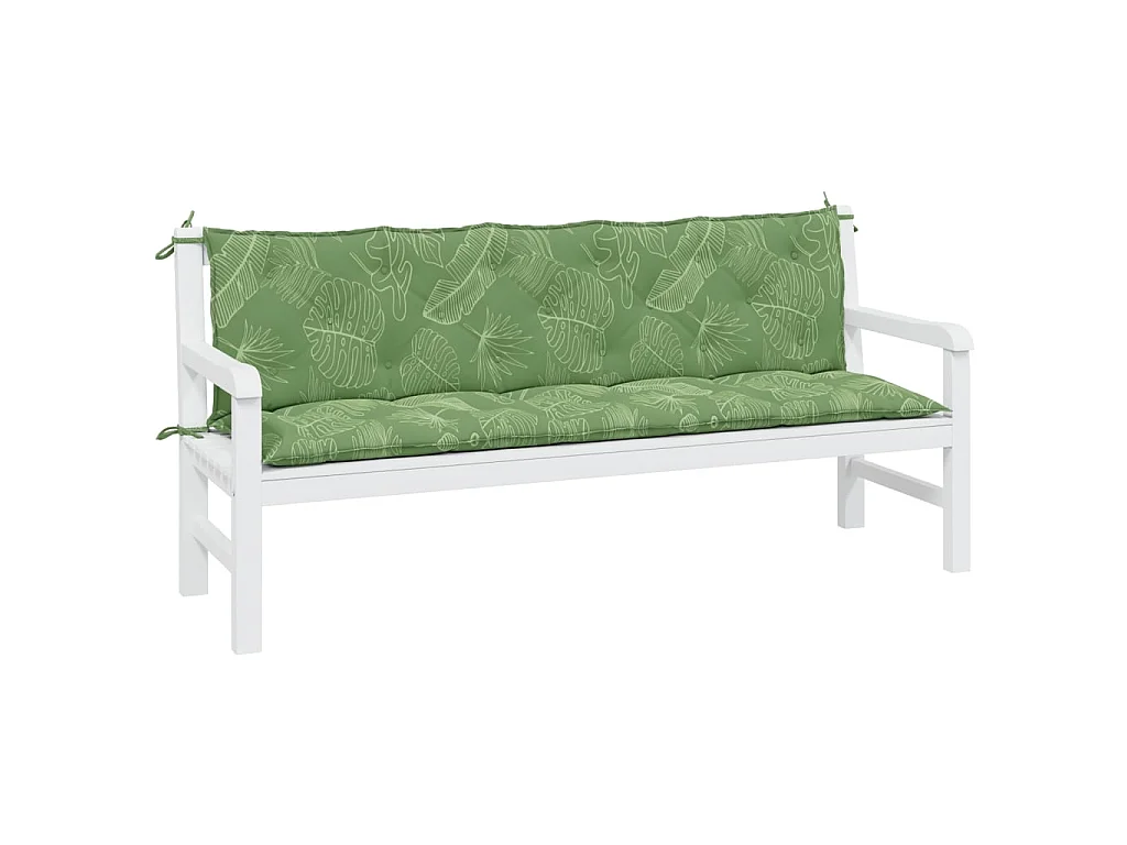 Coussins de banc de jardin 2 pcs motif de feuilles tissu Oxford OFR56571