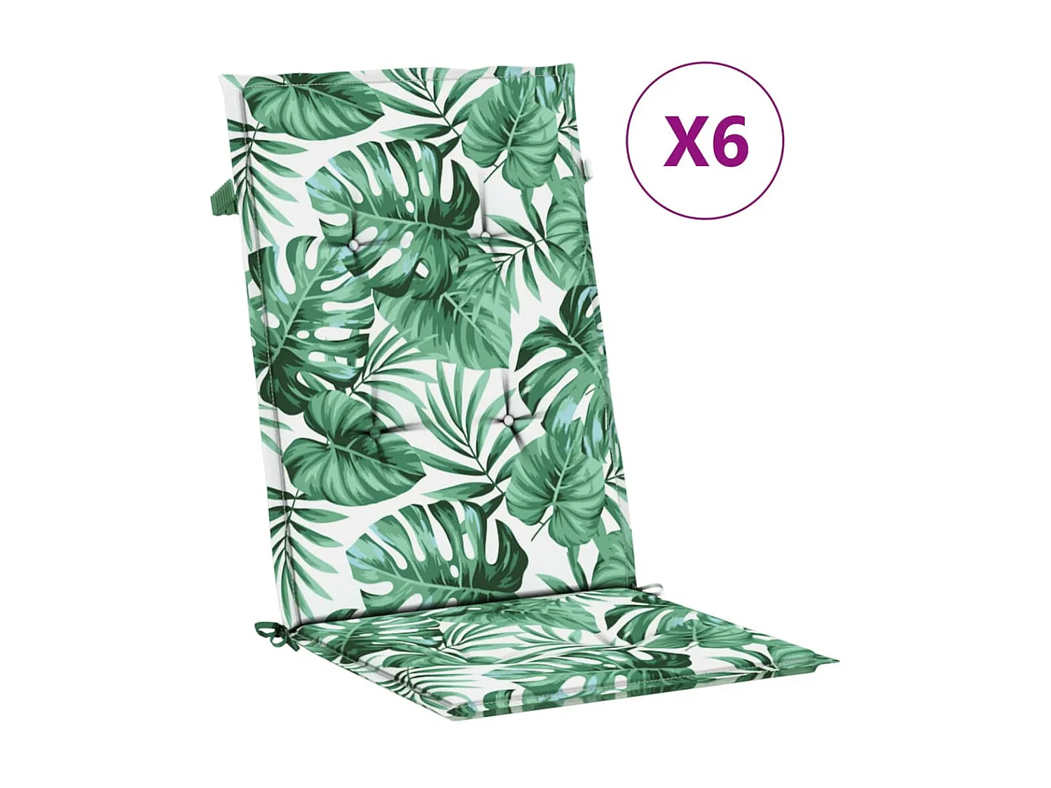 Cojines de silla de respaldo alto 6 uds tela estampado de hojas ES735257