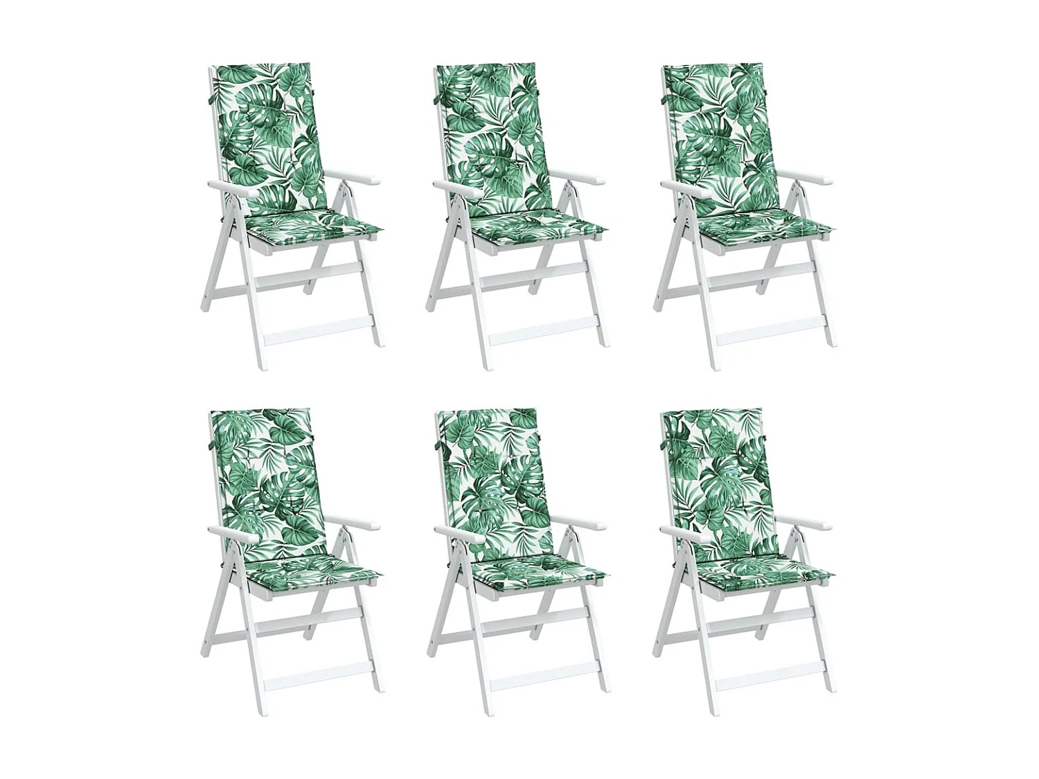 Coussins de chaise à dossier haut 6 pcs modèle de feuille tissu OFR17577