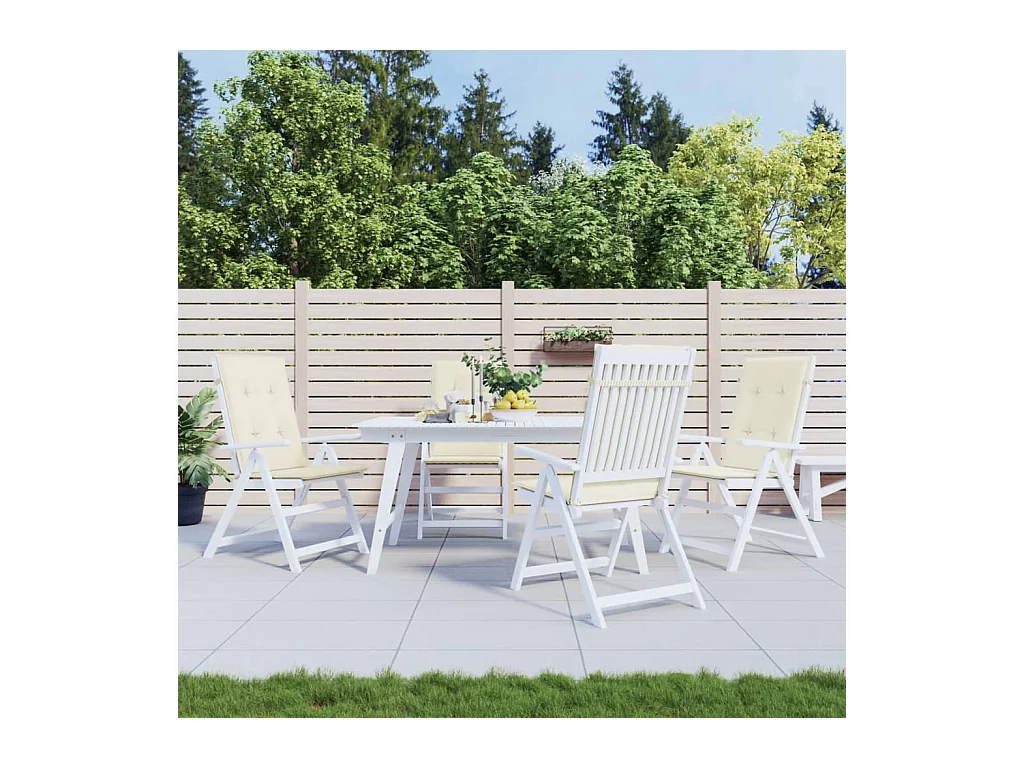 Coussins de chaise de jardin dossier haut Lot de 4 crème tissu OFR25784