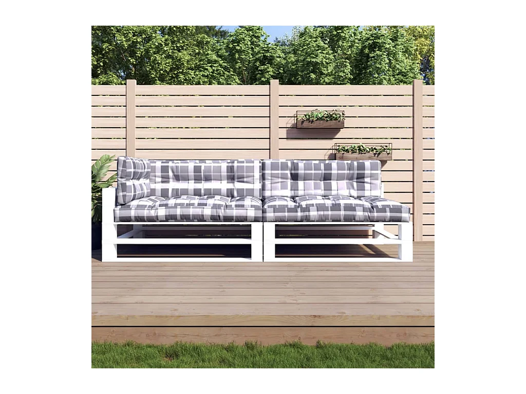 Coussins de palette 5 pcs motif à carreaux gris tissu OFR88538