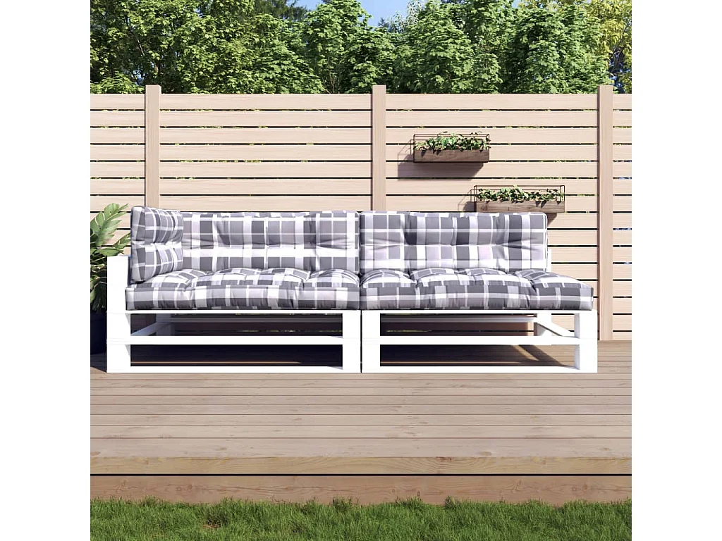 Coussins de palette 5 pcs motif à carreaux gris tissu OFR88538