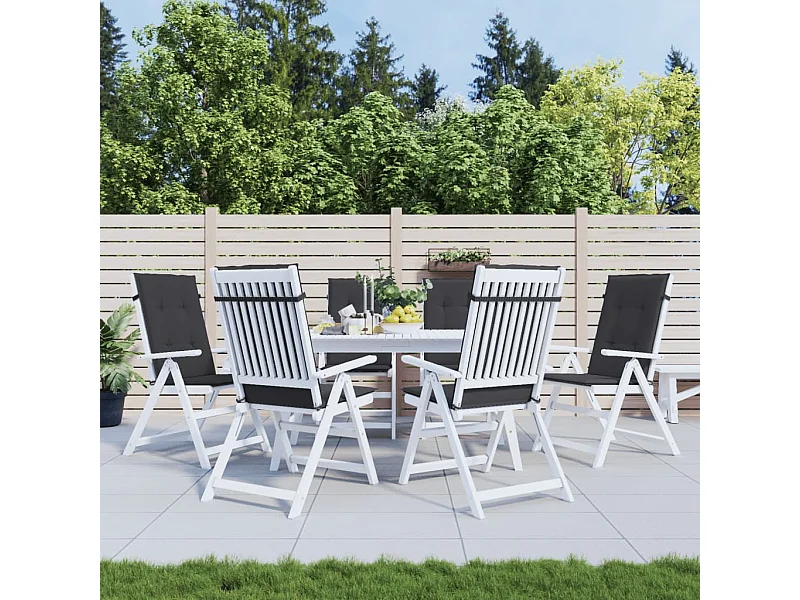 Coussins de chaise de jardin à dossier haut Lot de 6 noir tissu OFR88653
