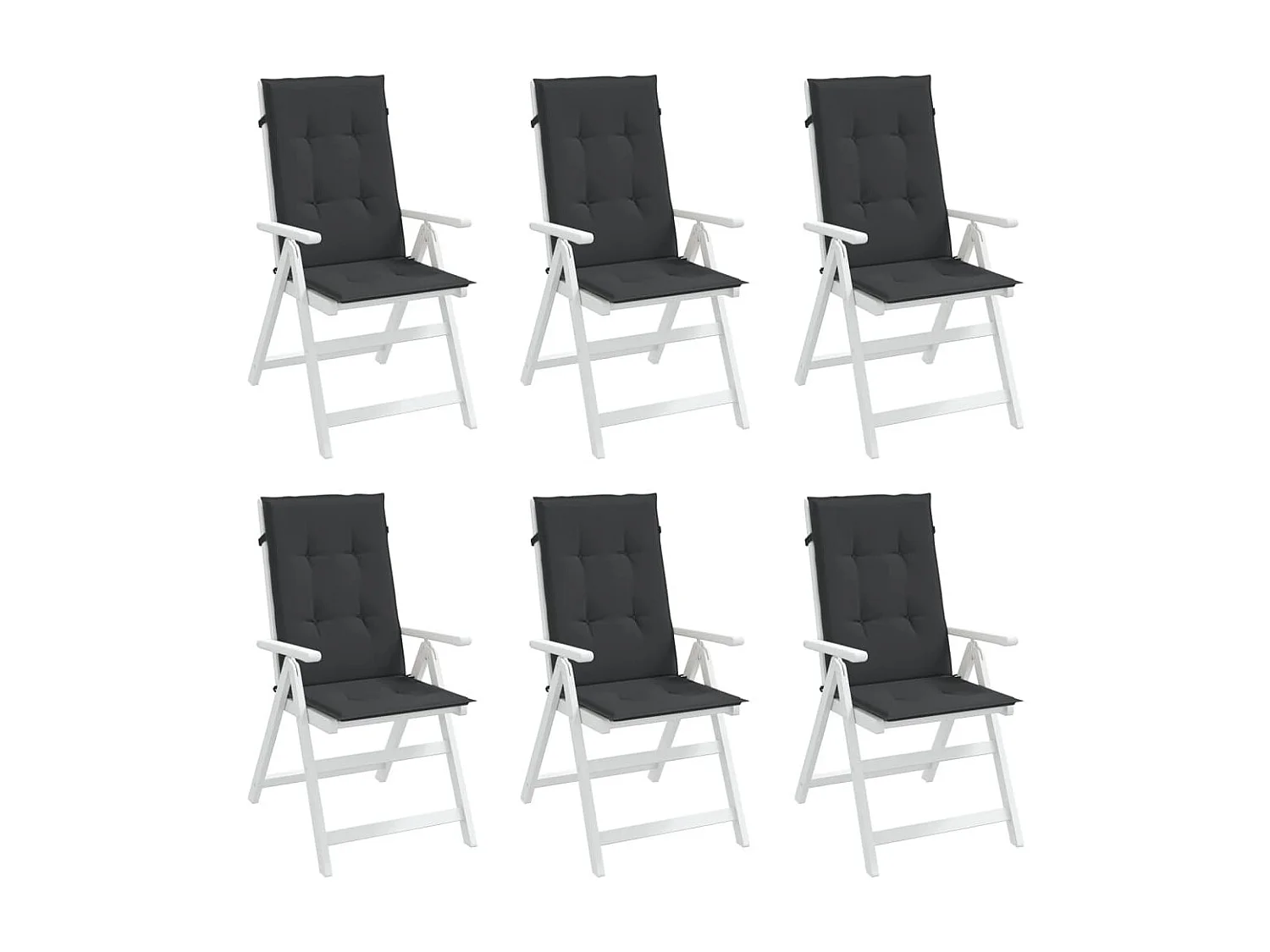 Coussins de chaise de jardin à dossier haut Lot de 6 noir tissu OFR88653