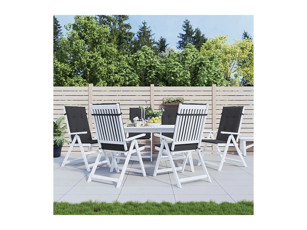 Coussins de chaise de jardin à dossier haut Lot de 6 noir tissu OFR88653