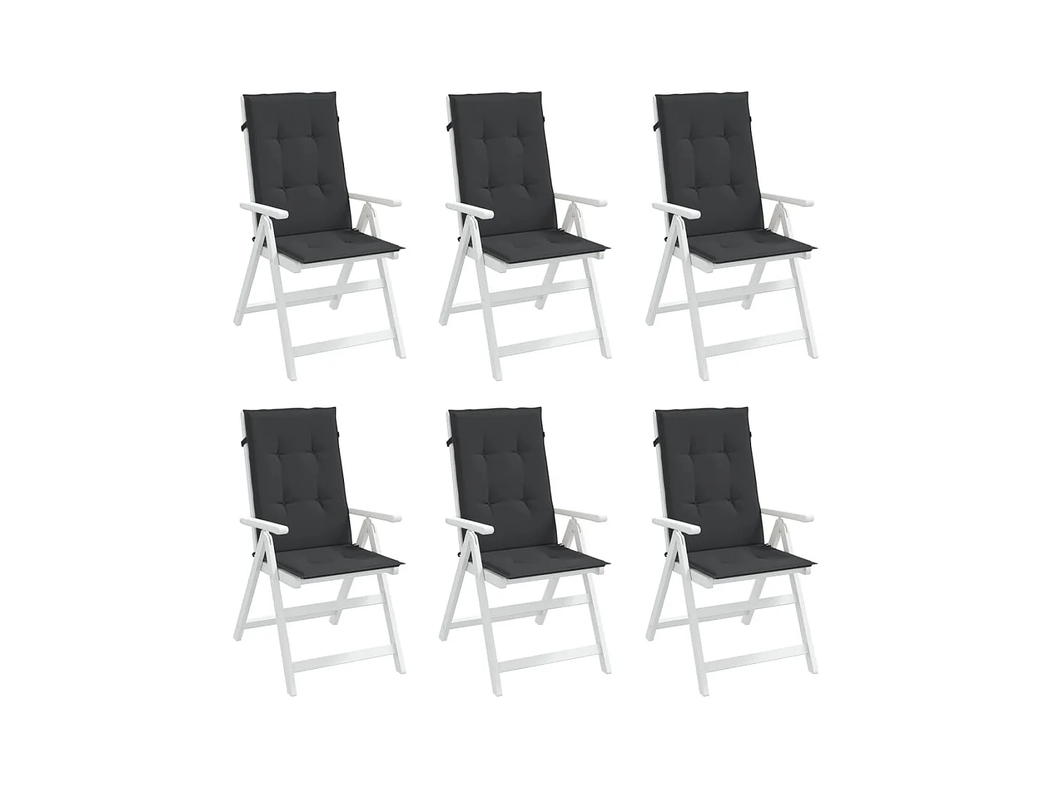 Tuinstoelkussens 6 st hoge rug 120x50x3 cm stof zwart NL695024