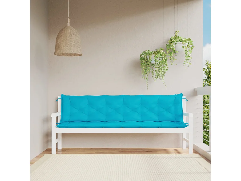 Coussins de banc de jardin Lot de 2 turquoise 200x50x7 cm tissu OFR60160