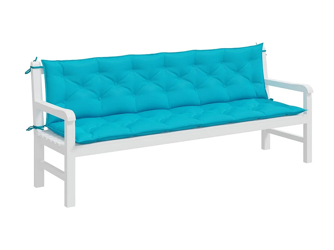 Coussins de banc de jardin Lot de 2 turquoise 200x50x7 cm tissu OFR60160