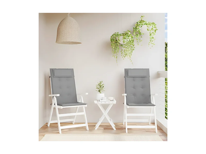 Coussins de chaise à dossier haut Lot de 2 gris tissu oxford OFR12948