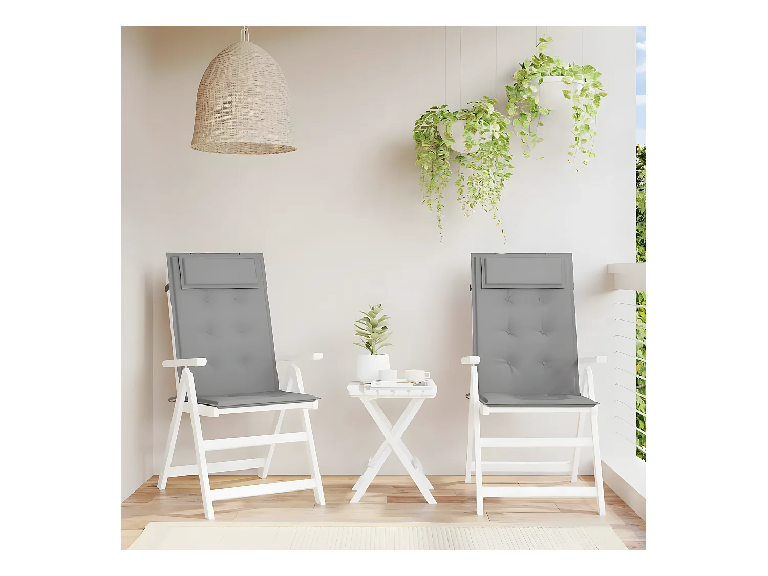 Coussins de chaise à dossier haut Lot de 2 gris tissu oxford OFR12948