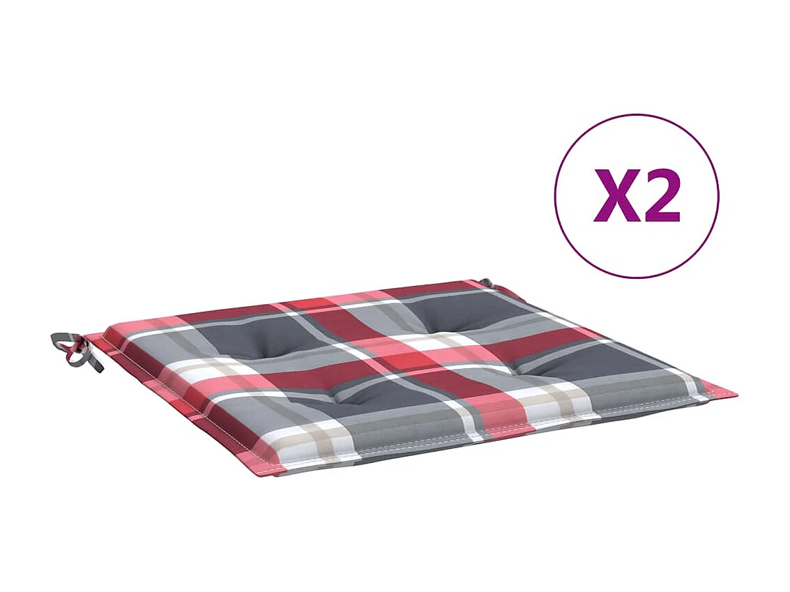 Coussins de chaise de jardin 2 pcs carreaux rouges 40x40x3 cm OFR87086