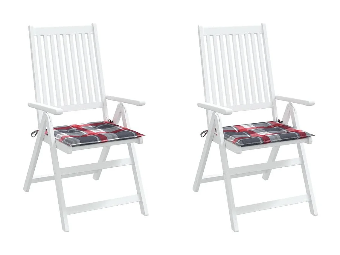 Coussins de chaise de jardin 2 pcs carreaux rouges 40x40x3 cm OFR87086