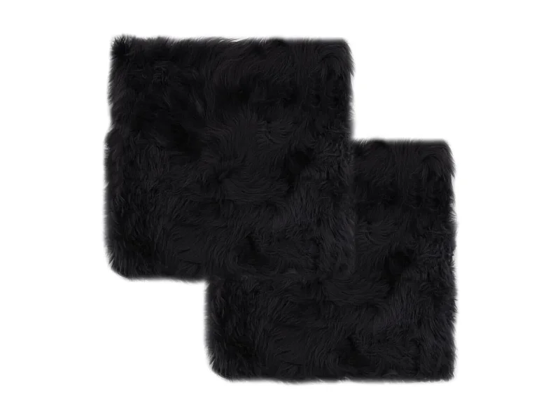 Coussins de chaise 2 pcs Gris foncé 40x40 cm Mouton véritable OFR75002