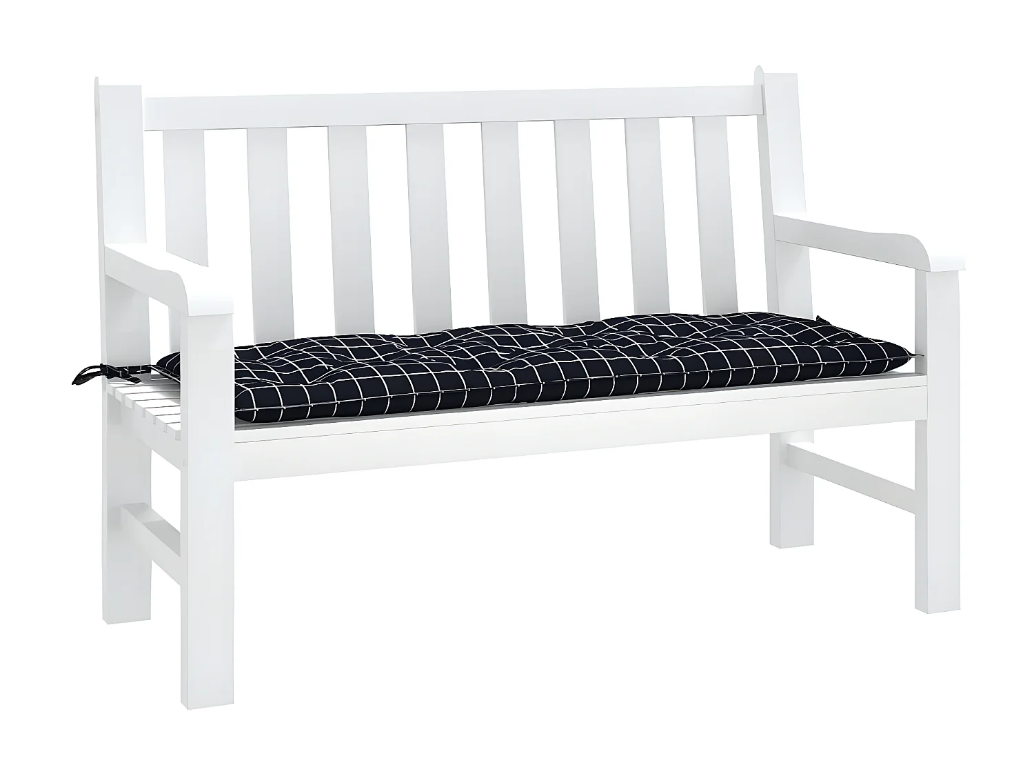 Cojín para banco de jardín tela a cuadros negro 120x50x7 cm ES954605