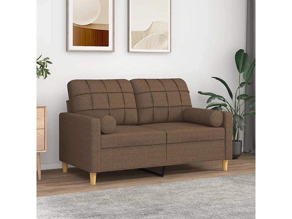 Coussins décoratifs 2 pcs Marron Ø15x50 cm Tissu OFR14824