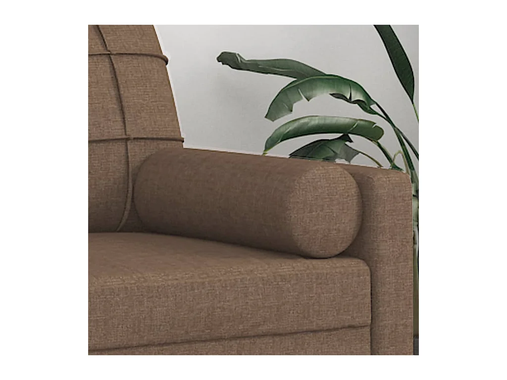 Coussins décoratifs 2 pcs Marron Ø15x50 cm Tissu OFR14824