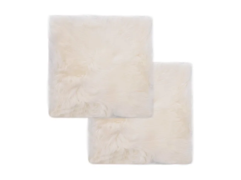 Coussins de chaise 2 pcs Blanc 40x40cm Peau de mouton véritable OFR40509
