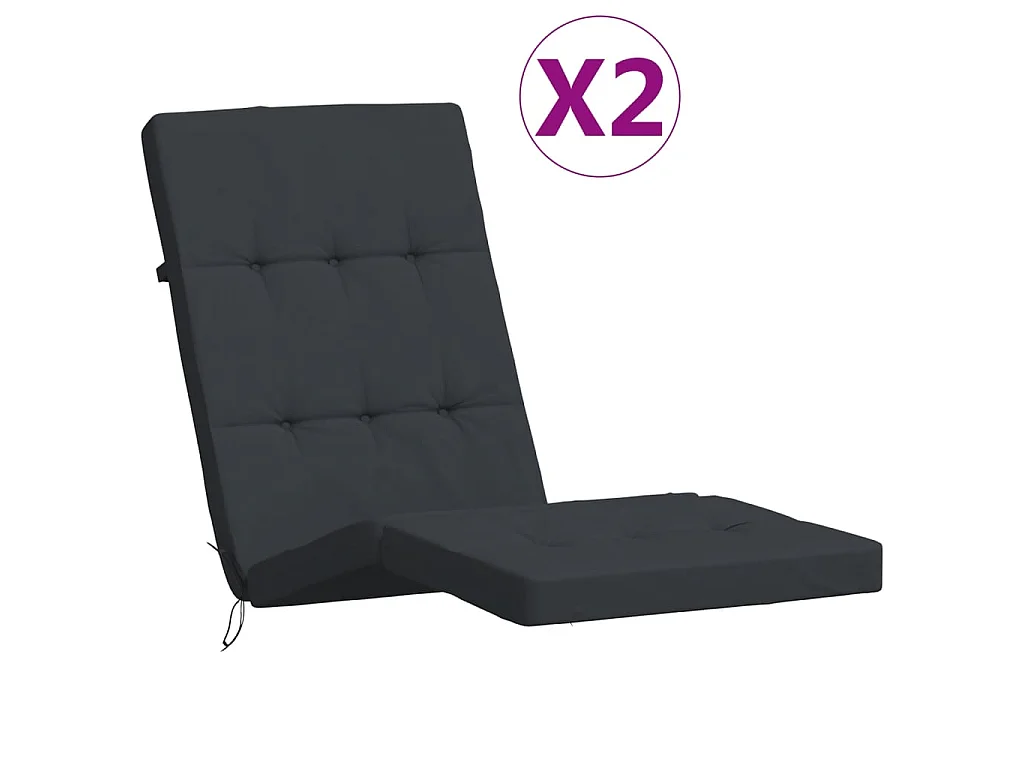 Coussins de chaise longue Lot de 2 noir tissu oxford OFR78386