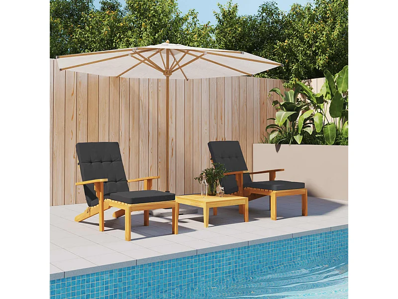 Coussins de chaise longue Lot de 2 noir tissu oxford OFR78386