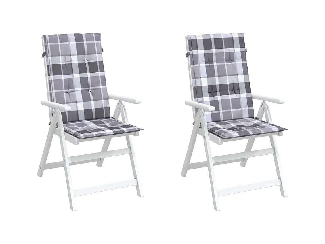 Almofadões cadeiras altas de jardim 2pcs tecido xadrez cinza PT125157