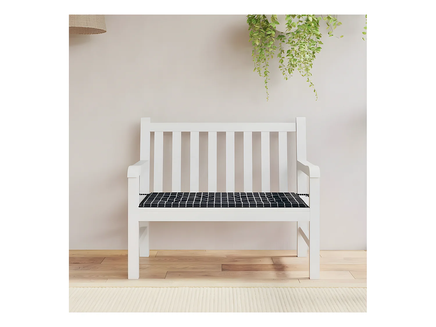 Coussin de banc de jardin carreaux noir 100x50x3cm tissu oxford OFR25727