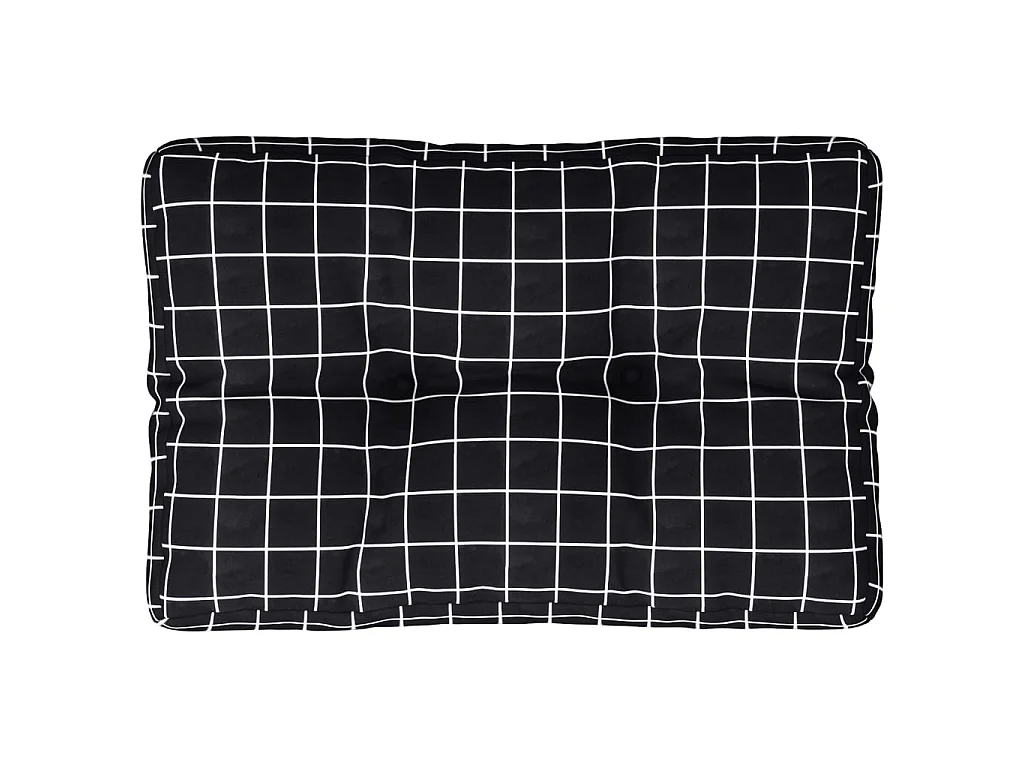 Coussin de palette motif à carreaux noir 50x40x12 cm tissu OFR31680