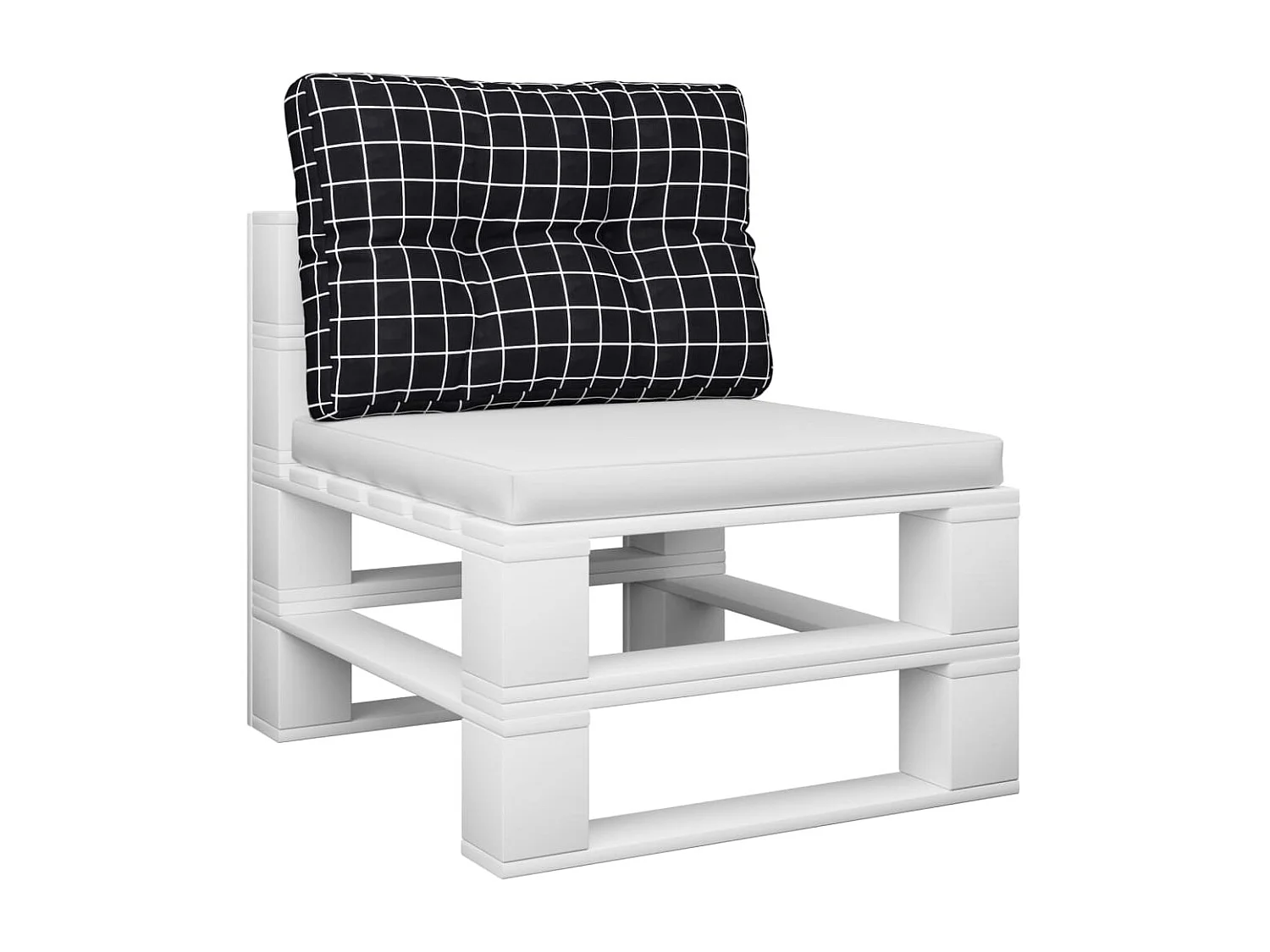 Coussin de palette motif à carreaux noir 50x40x12 cm tissu OFR31680