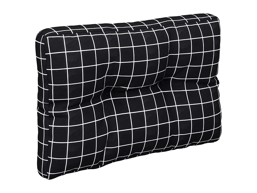 Coussin de palette motif à carreaux noir 50x40x12 cm tissu OFR31680