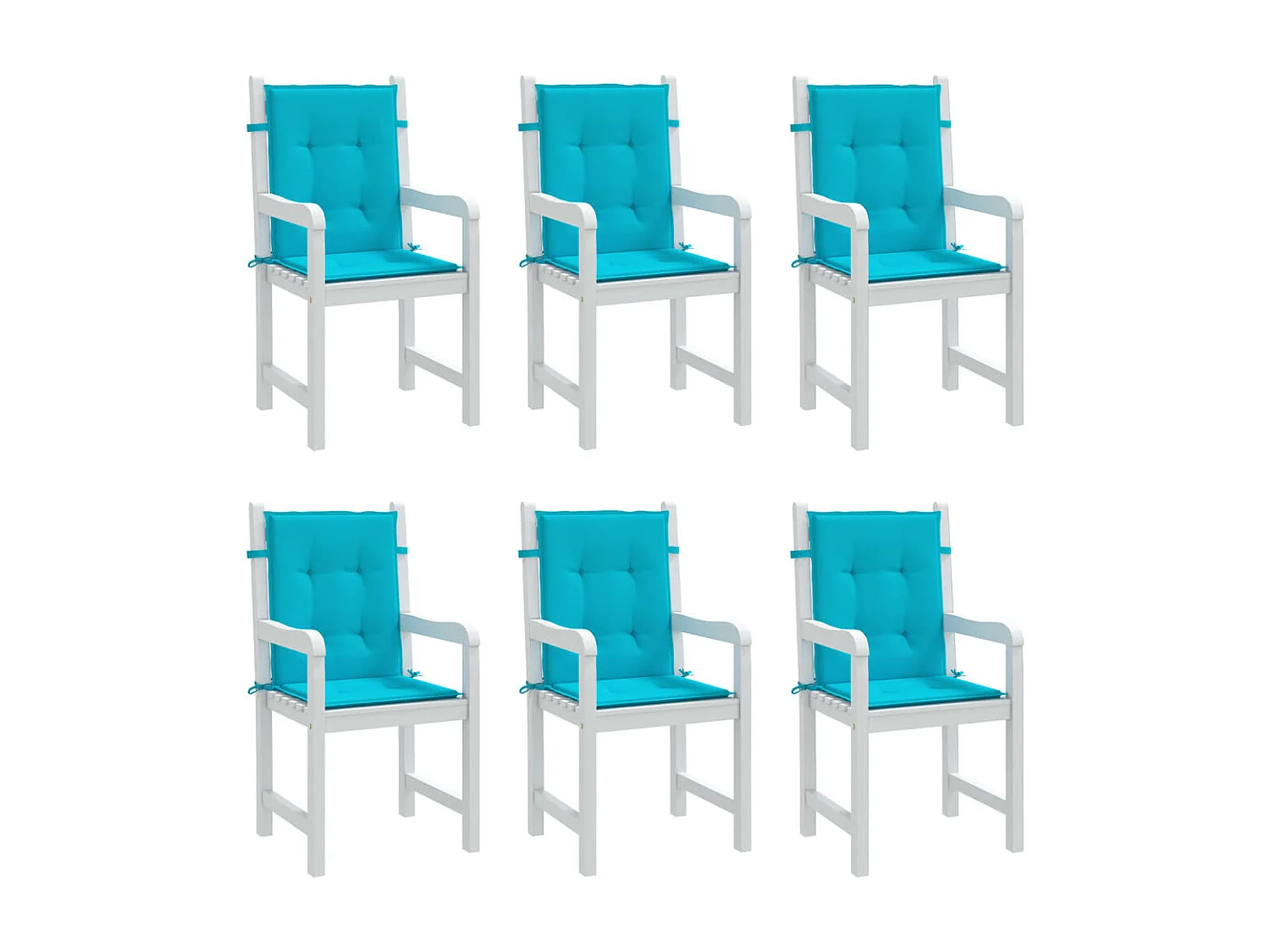 Coussins de chaise à dossier bas 6 pcs turquoise tissu OFR56388
