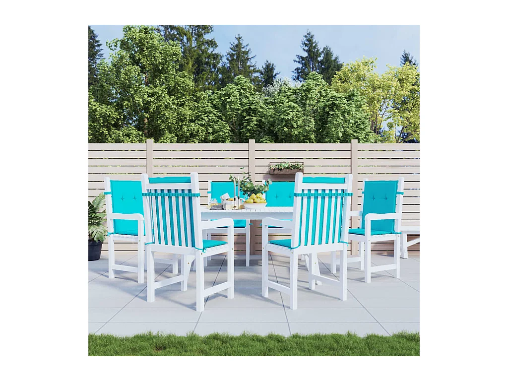 Coussins de chaise à dossier bas 6 pcs turquoise tissu OFR56388